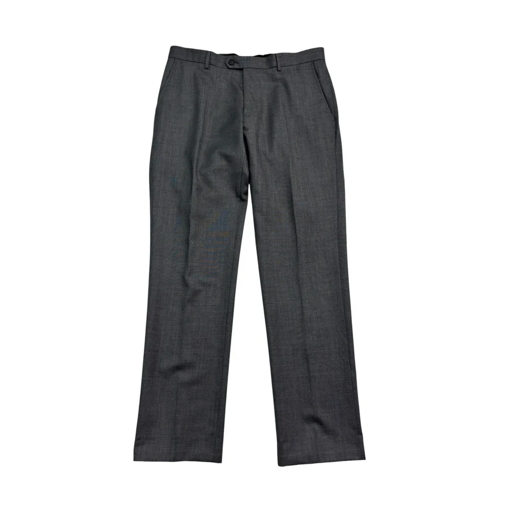 Charles Tyrwhitt 40L 34x32 Gray Sharkskin 2pc Pant Suit Slim Fit 100% Wool